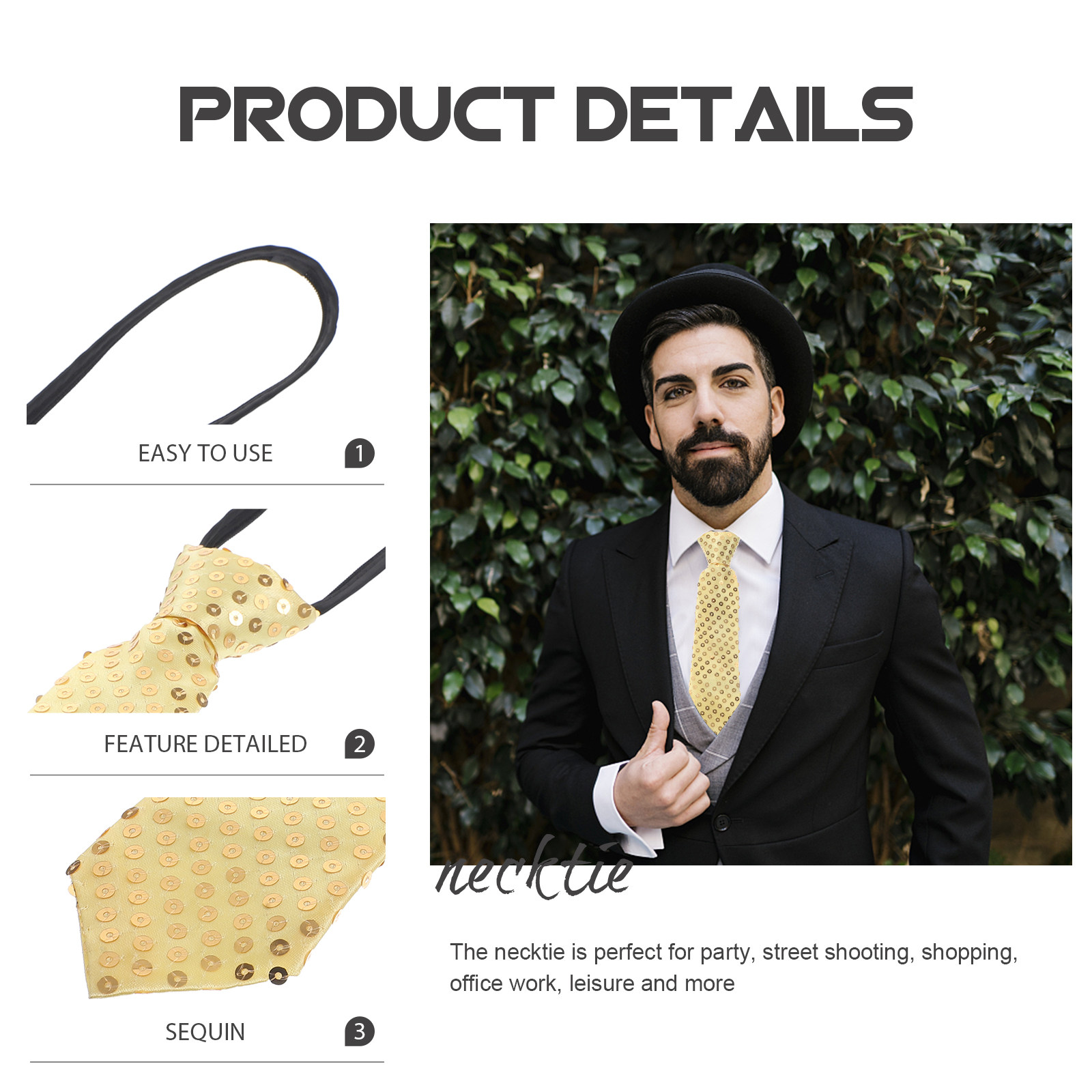 Corbata de lentejuelas brillan - Cosplay Prop Business reseña y precio